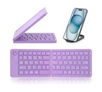 GOSIA Mini tastiera pieghevole senza Bluetooth (sincronizzazione fino a 3 dispositivi), tastiera pieghevole portatile per Android Windows, viola