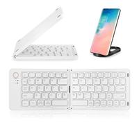 GOSIA Mini tastiera pieghevole senza Bluetooth (sincronizzazione fino a 3 dispositivi), tastiera pieghevole portatile per Android Windows, bianco