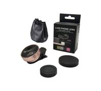 GOSIA Obiettivo fotocamera per telefono, 0,45 x ultra grandangolo + obiettivo macro, obiettivo fotocamera universale da agganciare, per la maggior parte degli smartphone, oro rosa