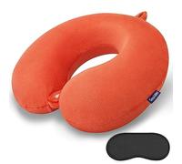 Gosider Cuscino da viaggio arancione per dormire in viaggio, comodo cuscino in memory foam, per collo e poggiatesta a forma di U, portatile, per viaggi in aereo, treno, auto