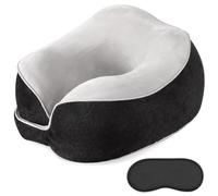 Gosider Cuscino da viaggio in aereo nero, comodo cuscino cervicale per dormire, viaggio, portatile, in memory foam, da viaggio, a forma di U per testa e collo, supporto per auto, casa, ufficio, viaggi
