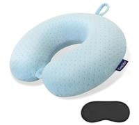 Gosider Cuscino da viaggio in memory foam, a forma di U, compatto e leggero, per dormire, viaggi, aereo, casa, ufficio, campeggio, azzurro