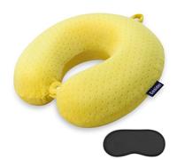 Gosider Cuscino da viaggio in memory foam, cuscino per il collo per aerei, per viaggi, auto, casa, volo, portatile, per dormire, fornire supporto per testa e collo, colore giallo