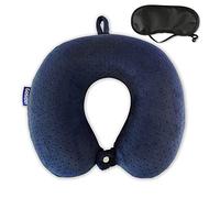 Gosider Cuscino da viaggio per il collo, in memory foam, da viaggio, supporto per collo e testa, portatile, per aereo, treno, auto, ufficio (blu navy)