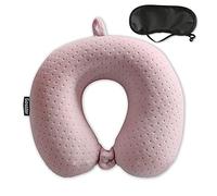 Gosider Cuscino per il collo da viaggio rosa cuscino da viaggio comodo in memory foam cuscino a forma di U supporto per collo e testa cuscino da viaggio portatile per aerei, treni, auto a guida