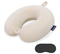 Gosider Cuscino per il collo in memory foam, comodo cuscino da viaggio per collo e testa, leggero, portatile, per dormire, viaggiare, auto, treno, autobus e uso domestico, beige