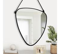 Gosider Specchio triangolare asimmetrico da appendere, cornice moderna per decorazione da parete, soggiorno, camera da letto, ingresso e corridoi, specchio decorativo nero unico