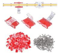 Gosknor 100pz Clip per Strisce Luminose a LED, Clip per Luci Interne con Viti Supporto per Strisce Luminose a LED Staffe di Montaggio Autoadesive per Strisce Luminose da 8-10 mm per Interni