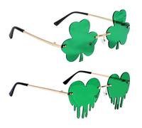 Gosknor 2 Paia Occhiali da Sole per il Giorno di San Patrizio, Occhiali con Trifoglio Verde e Occhiali con Cuore Che si Scioglie Occhiali da Sole Irlandesi Accessori per Costumi da Festa Folletto