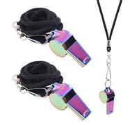 Gosknor 2 Pezzi Fischietto in Metallo in Acciaio Inossidabile, Fischietto Sportivo per Allenatori Fischietto in Metallo con Cordino Fischietto Colorato per Allenatori Arbitri Ufficiali