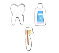 Gosknor 3pz Tagliabiscotti, Acciaio Inossidabile a Tema Dentistico con Forma di Spazzolino da Denti e Dentifricio Stampi per Biscotti per Dolci Fondente e Artigianato