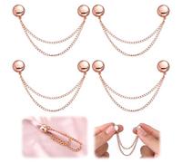 Gosknor 4 Pz Clip Magnetiche Multifunzione per Vestiti, Clip Magnetiche in Lega di Zinco per Vestiti Bottoni Magnetici per Vestiti Eleganti Clip Magnetiche per Vestiti con Catena (Oro Rosa)