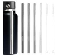 Gosknor 4pz Sostituzione Cannuccia Metallo per Hydro Flask, Cannucce Acciaio Inossidabile con 2pz Spazzole Cannucce Accessori Compatibili con Hydro Flask Bottiglia Bocca Larga 32oz(Argento)