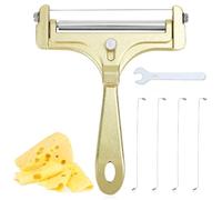 Gosknor 6 Pezzi Kit Affetta Formaggio, Acciaio Inossidabile Taglia Formaggio a Filo con 4 Fili Extra e Chiave Affetta Formaggio Portatile Taglia Burro per Formaggio a Blocchi Burro (Oro Satinato)