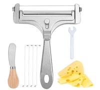 Gosknor 7pz Kit Affetta Formaggio, Taglia Formaggio Portatile in Acciaio Inossidabile con Spessore Regolabile con Chiave Fili Ricambio Coltello Burro Utensili Cucina Pratici per Burro a Blocchi