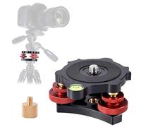 Gosknor Base Livellamento Treppiede con Adattatore per Staffa da 3/8 a 1/4, Testa a Tre Ruote Tres Assi Filettatura da 3/8" Regolazione di Precisione +/-5°per Fotografia Panoramica Macro LP64