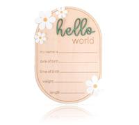 Gosknor Cartello con Annuncio del Bambino, in Legno Ciao Mondo Personalizzato l'Annuncio di Nascita per il Nome del Bambino per Asilo Nido e Ospedale Come Accessorio per Foto Come Regalo (Verde)