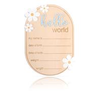 Gosknor Cartello con Annuncio del Bambino, in Legno Ciao Mondo Personalizzato l'Annuncio di Nascita per il Nome del Bambino per Asilo Nido e Ospedale Come Accessorio per Foto Come Regalo (Blu)