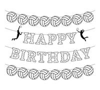 Gosknor Festone di buon compleanno a tema pallavolo, decorazioni per feste a tema pallavolo per feste di compleanno a tema sportivo
