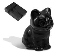 Gosknor Figurina Gatto in Ossidiana Nera, Decorazione Cristalli Gatto Piccola Statua Gattino Carina Accovacciata Scultura Intagliata Gattino Regalo Amanti Gatti per Donne Uomini Decorazione Fortunata