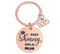 Gosknor Portachiavi con Regalo di Laurea 2025 per Ragazze, Portachiavi a Disco Rotondo in Acciaio Inossidabile Color Oro Rosa Regalo Laurea Motivazionale per Studenti Compagni di Classe Amici