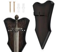 Gosknor Set Supporto Parete per Spada, Supporto da Parete Regolabile in Legno Spesso per Spada con Chiodi e Fibbie Ideale per Esposizione Verticale Pugnali Medievali Archi e ASCE(Marrone, Piccolo)