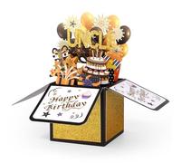 Gosknor Zio Biglietto Pop Up Compleanno, Scatola Regalo di Compleanno 3D con Buste Palloncini Colorati e Fuochi d'Artificio Idee Regalo Creative da Nipote Nipote per Zio