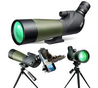 Gosky 20-60x, 60 mm - Cannocchiale con treppiede, borsa da trasporto e adattatore per telefono, oculare BAK4 ad angolo di 45°, per tiro al bersaglio, caccia, osservazione degli uccelli
