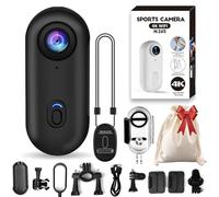 Gosnap Action Camera 4 K, videocamera portatile HD 1080p, con clip, rotazione a 360°, per ciclismo, viaggi, animali domestici, colore bianco, 1080p, base