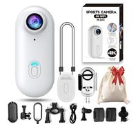 Gosnap Action Camera 4 K, videocamera portatile HD 1080p, con clip, rotazione a 360°, per ciclismo, viaggi, animali domestici, colore bianco, 1080p, base
