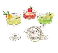 GOSOYO Set di 4 Bicchieri Vintage con Montatura Dorata, 260 ml/8,8 once. Bicchieri da Champagne, Cocktail, Martini, Bicchieri da Vino, Bicchieri da Gin e Prosecco, Vetreria a Stelo Lungo
