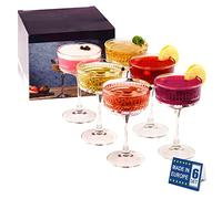 GOSOYO Set di 6 bicchieri vintage per champagne, cocktail, martini, vino, gin e prosecco, bicchieri a stelo lungo (260 ml) (6 pezzi)