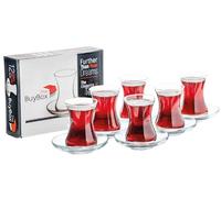 GOSOYO Set di bicchieri da tè e piattini turchi (12 pezzi), tazze da tè persiane arabe (4oz/120ml (12 Pcs)