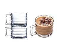GOSOYO Tazzine Caffe Vetro Set di 2, Bicchieri da Tè e Caffè con Manico, Tazze Vetro Cappuccino, Bicchieri Impilabili Moderni con Manico (250cc/8.5oz)