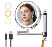 Gospire Specchio da trucco illuminato da parete regolabile in altezza 22,9 cm con ganci