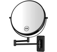 Gospire, Specchio ingranditore da parete di grandi dimensioni, 22,9 cm, ingrandimento 1X/10X, doppio lato, girevole a 360°, allungabile, specchio cosmetico rotondo da bagno, per uomini e donne