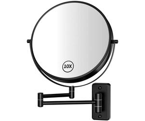 Gospire, Specchio ingranditore da parete di grandi dimensioni, 22,9 cm, ingrandimento 1X/10X, doppio lato, girevole a 360°, allungabile, specchio cosmetico rotondo da bagno, per uomini e donne