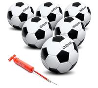 GoSports Pallone da Calcio Classico Bianco e Nero, Confezione da 6, Misura 5, con Pompa di qualità e Borsa per Il Trasporto