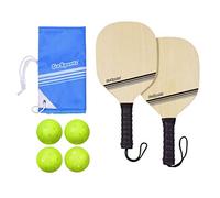 GoSports Set Base di Palline da sottaceto in Legno, Include 2 pagaie in Legno, 4 Palline da Pickleball Ufficiali e Borsa Zaino