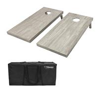 GoSports - Set da cornhole di dimensioni regolamentari in legno con finitura grigia, include custodia per il trasporto