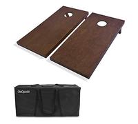 GoSports - Set da cornhole di dimensioni regolamentari in legno con finitura marrone, include custodia per il trasporto