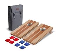 GoSports Set da gioco per cornhole da 6,5 x 2,5 m, include 2 tavole da viaggio in legno di alta qualità e 8 mini sacchetti per fagioli stick e slide, multicolore