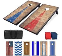 GoSports - Set da gioco per cornhole dal design rustico, include due tavole da 1,2 x 0,6 m, 8 sacchetti di stoffa e custodia per il trasporto