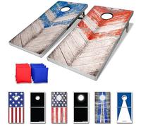 GoSports Set da Gioco per Cornhole in Alluminio, Dimensioni regolamentari, 1,2 x 0,6 m, Scegliere luci LED o Standard, Il Set Include 2 Tavole Pieghevoli, 8 Pouf e Regole