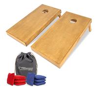 GoSports Set di Tavole per Cornhole da 1.2 X 0.6 m, di Grado Commerciale, Include 8 Pouf Regolamentari Stile Torneo, Marrone Chiaro