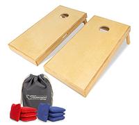 GoSports Set di Tavole per Cornhole da 1.2 X 0.6 m, di Grado Commerciale, Include 8 Pouf, Stile Torneo, Colore Naturale