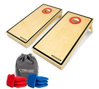 GoSports Tournament Edition Regulation Cornhole Game Set Tavole di Legno da 1.2 X 0.6 M con 8 Pouf a Doppio Lato Scorrevole e Fermata