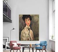 GOSRD Amedeo Modigliani Donna con cravatta nera Stampe su tela Pittura a olio Opera d'arte Poster Immagine Parete Decorazione per la casa 70x100CM Senza cornice