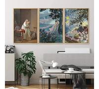 GOSRD Classico dipinto a olio francese retrò donne lesbiche poster pittura su tela stampe immagine artistica da parete per soggiorno arredamento casa (50x75 cm - 3 pezzi)