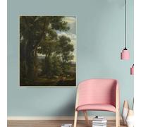 GOSRD Claude Lorrain《Paesaggio con pastore e capre》Stampe su tela, pittura a olio, opera d'arte, poster, quadro, decorazione da parete per la casa (50x70 cm/senza cornice)